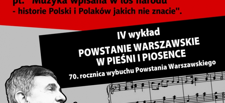 2 sierpnia (sobota) godz.16:00 wykład Marka Dyżewskiego w 70. rocznicę wybuchu Powstania Warszawskiego!